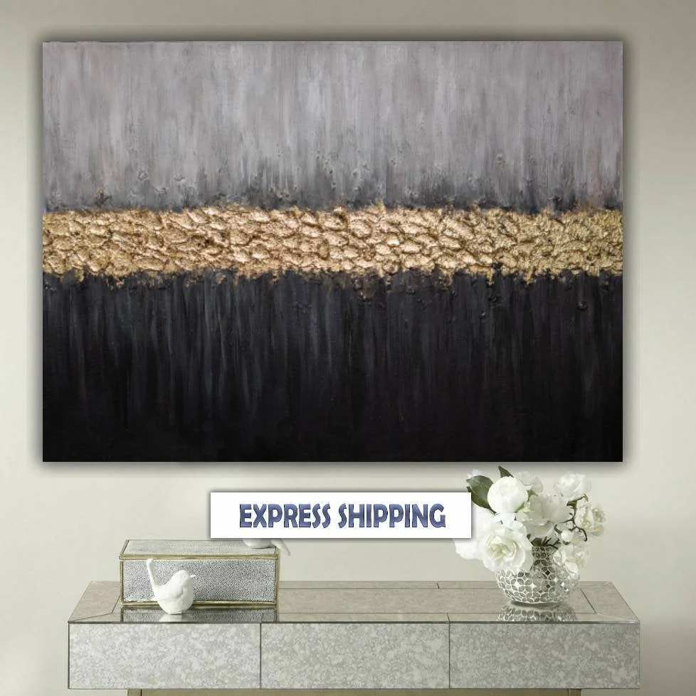 Gold Leaf Contemporary - hand-painted custom canvas art